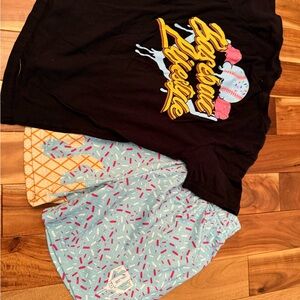 Kids Matching Set with Black and Blue Ice Cream Design